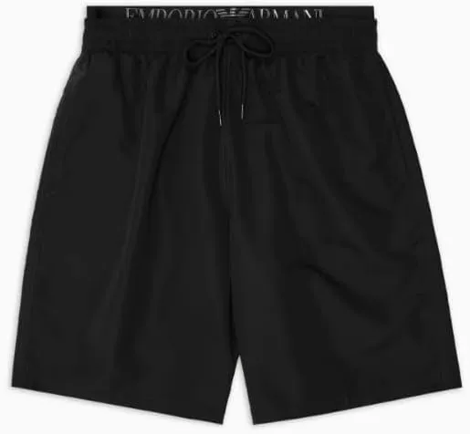 Emporio Armani Men's Logo Band Solid Colored Bermuda Swim Short