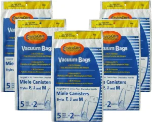 EnviroCare Replacement Allergen Vacuum Cleaner Dust Bags made to fit Miele F,J,M Canisters 25 Pack with 10 Filters