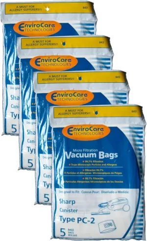 EnviroCare Replacement Micro Filtration Vacuum Cleaner Dust Bags Designed to fit Sharp PC-2 Canisters 20 bags