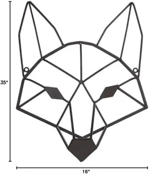 Everydecor Brown Geometric Fox Head Metal Wall Art Decor for Home Office Kitchen Living Room Bedroom Farmhouse Indoor and Outdoor Fox Sign Decoration