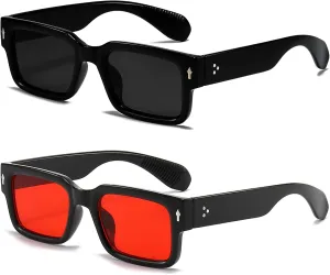 EYLRIM Square Frame Sunglasses for Women Men Trendy Chunky Rectangle Sun Glasses Black Shades UV400 Protection
