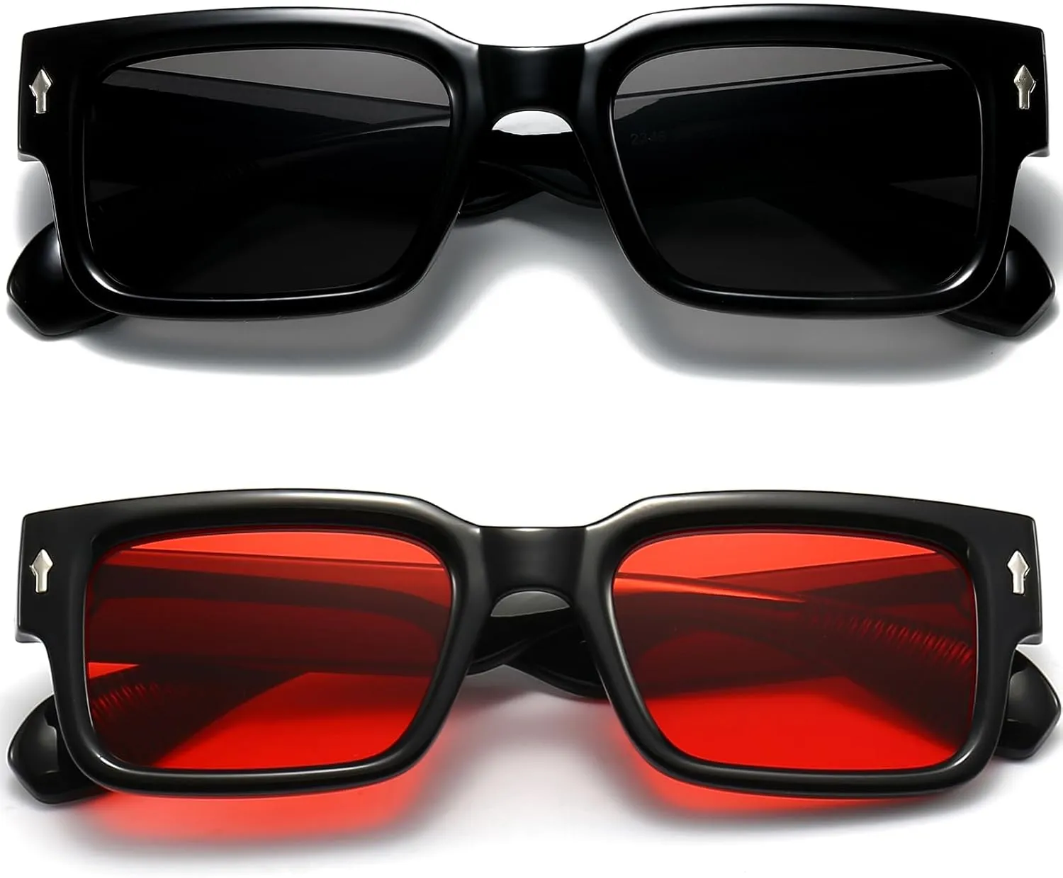 EYLRIM Square Frame Sunglasses for Women Men Trendy Chunky Rectangle Sun Glasses Black Shades UV400 Protection