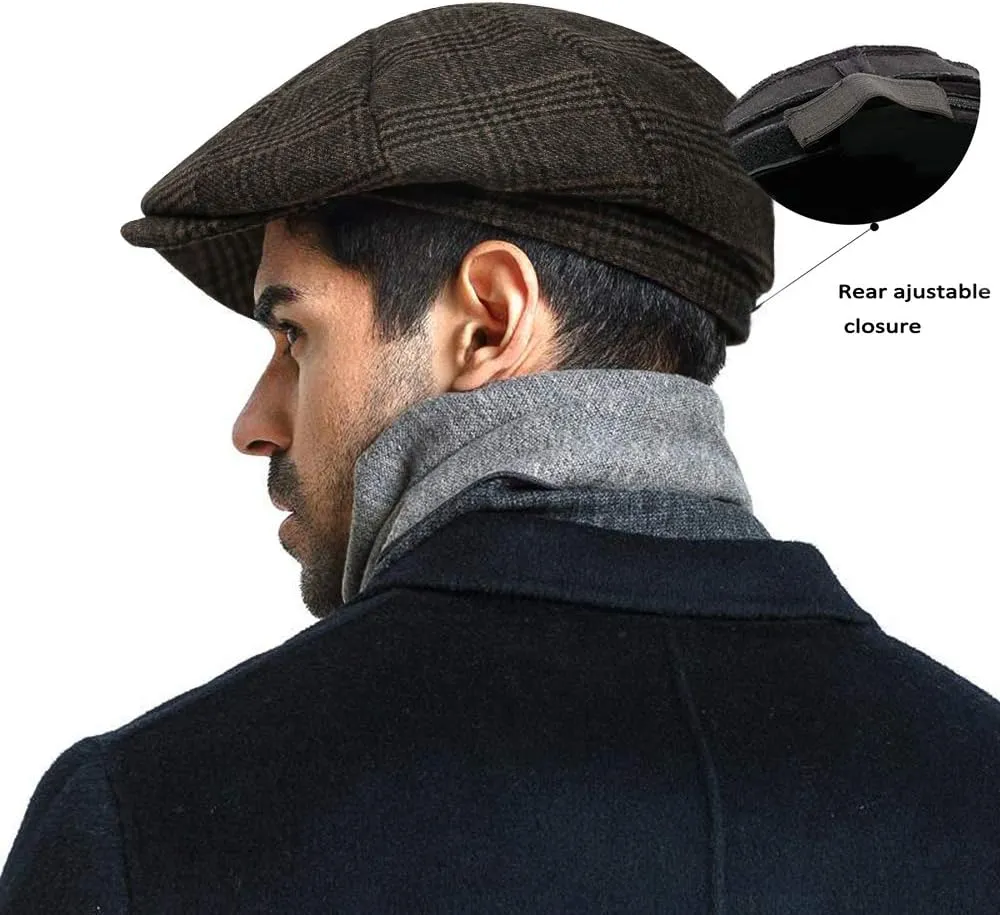 Fashion Men’s Classic Newsboy Gatsby Hat Blend Wool Vintage Flat Ivy Cabbie Cap Boyfriend Gifts(Medium/Large/X-Large)
