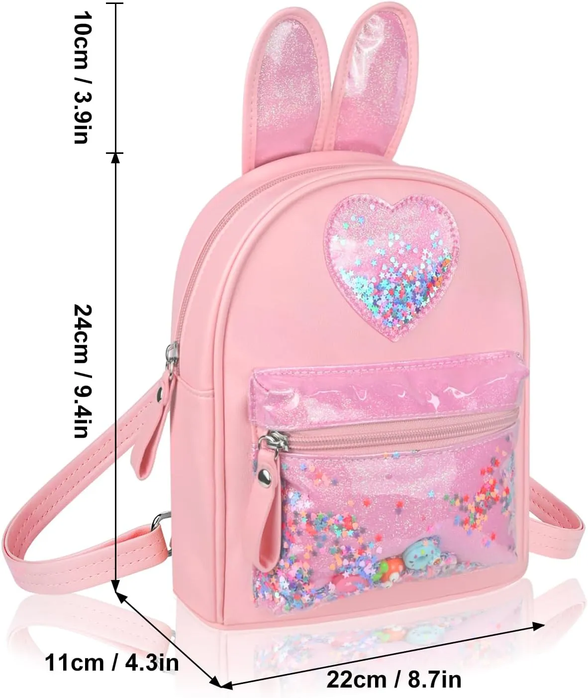 Fashion Trend PU Cutest Cartoon Toddler Sequin heart Mouse Ears PU Bag Mini Travelling School Shoulder Backpack for Teen Little Girl Women (pink01)