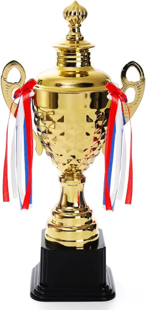 Fasmov Large Trophy Cup for Custom Trophy Keepsake, Gold Award for Sports, Tournaments, Competitions, 14.5 inches