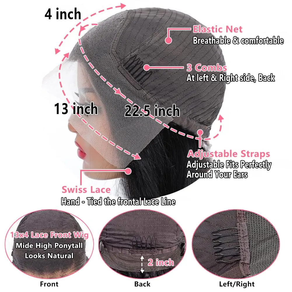 FB/27 28 Inch Highlight Balayage Lace Front Wig Human Hair 13x4 HD Lace Frontal Wigs Human Hair Body Wave Wig 200% Density Ombre Glueless Wigs Human Hair Pre Plucked with Baby Hair for Women