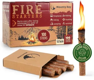 Fire Starter 100 pcs - Waterproof Fire Starter Sticks for Emergency Survival Kit Camping Outdoor Kitchen Indoor Fireplace Bonfire