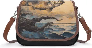 Fishing Fish Jumping Out Of The Lake Crossbody Bags for Women Shoulder Bag Flap Handbags Leather Cross Body Purse