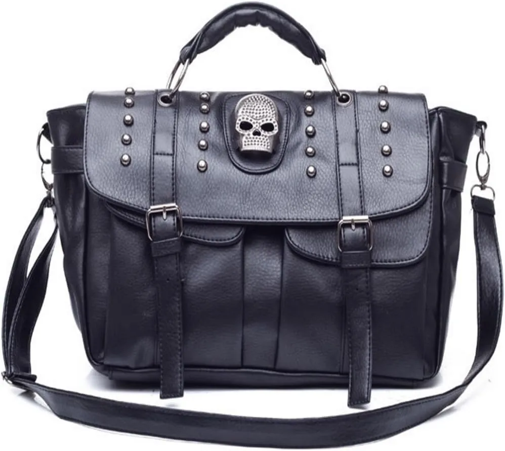 Fivelove Women Top Handle Shoulder Bag Personality Rivet Satchel Tote Middle Size Handbag Purse Bag