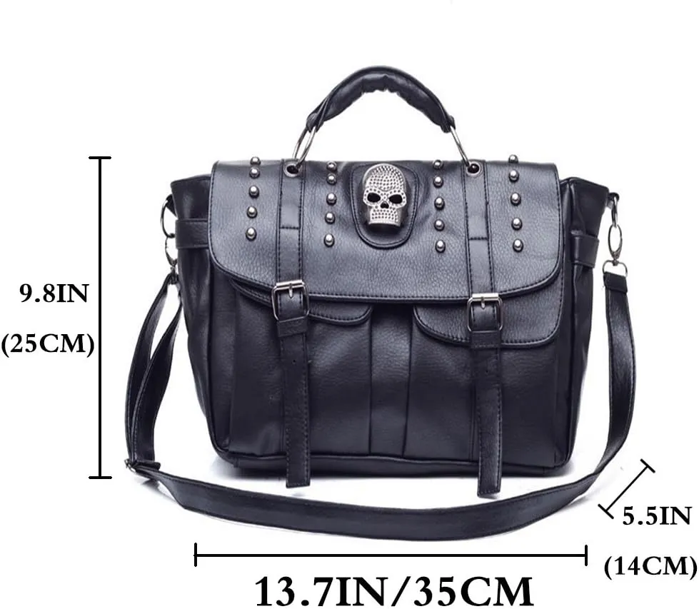 Fivelove Women Top Handle Shoulder Bag Personality Rivet Satchel Tote Middle Size Handbag Purse Bag