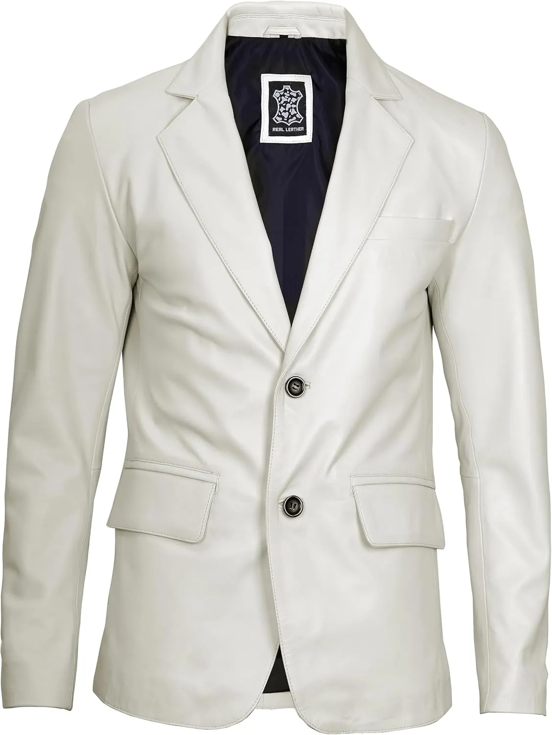 fjackets Leather Blazer for Men - Black & Brown Real Lambskin Casual Men's Leather Jacket Coats