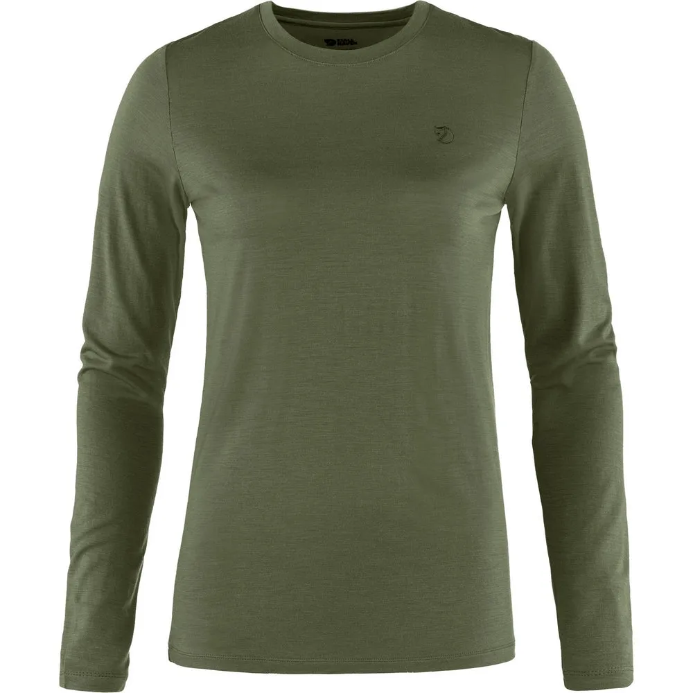 Fjallraven Abisko Wool 女長袖羊毛排汗衣 月桂綠 84102-625