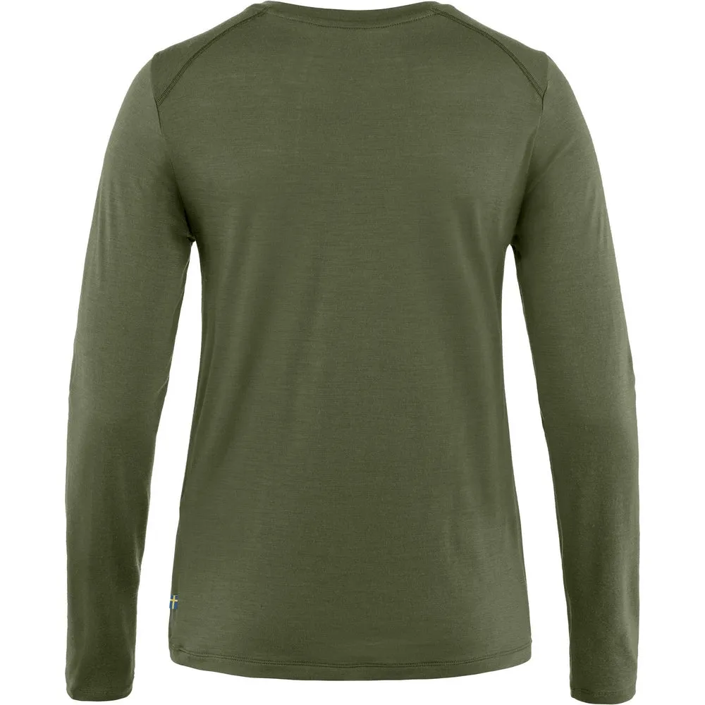 Fjallraven Abisko Wool 女長袖羊毛排汗衣 月桂綠 84102-625