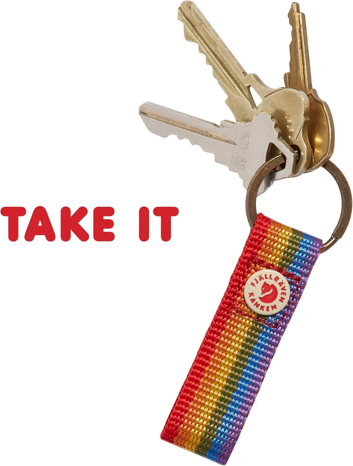 Fjallraven, Kanken Key Ring for Everyday Carry, Rainbow Pattern