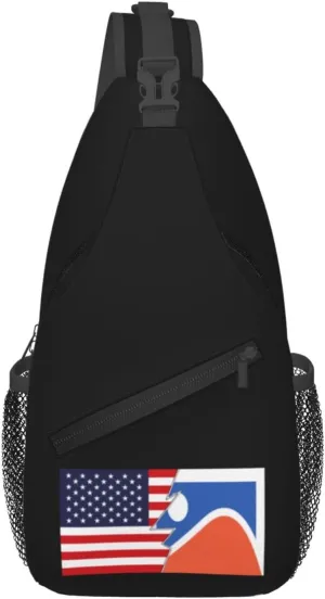 Flag Of Pleasant Ridge, Cincinnati, Ohio And America Crossbody Bags For Women Men Chest Backpack Gym Shoulder Bag Travel Outdoor Sports Casual Crossbody Bags