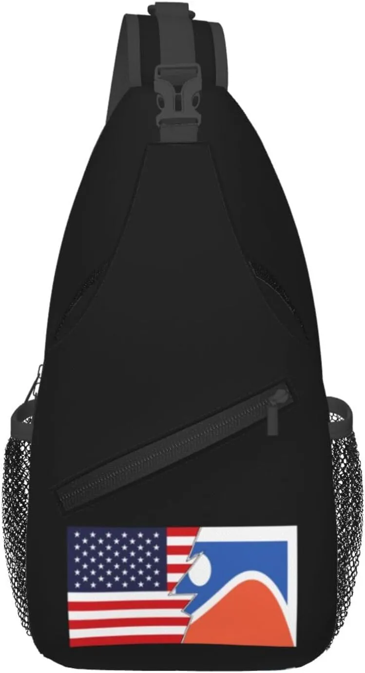 Flag Of Pleasant Ridge, Cincinnati, Ohio And America Crossbody Bags For Women Men Chest Backpack Gym Shoulder Bag Travel Outdoor Sports Casual Crossbody Bags