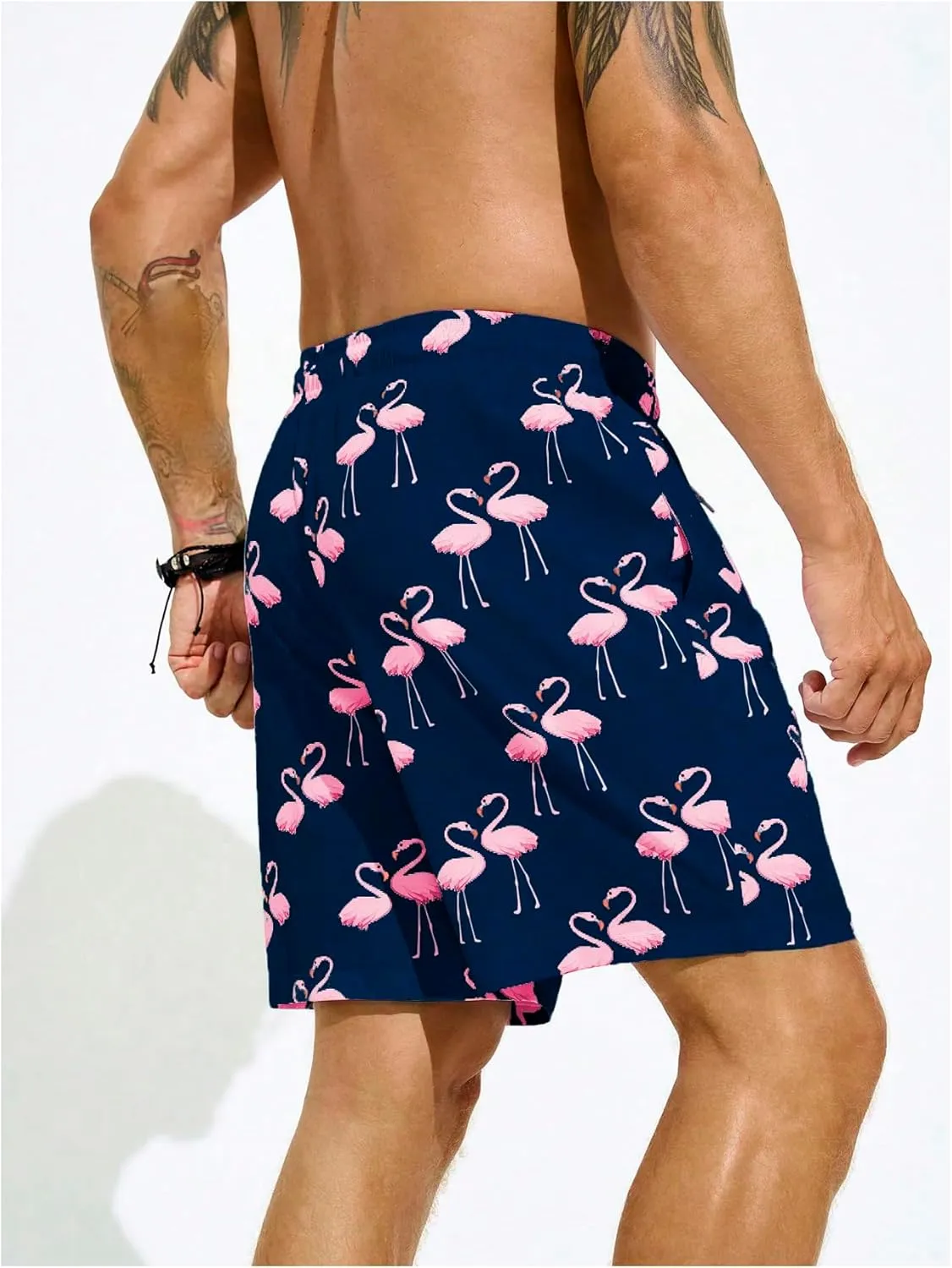 Floerns Men's Swim Trunks with Compression Quick Dry Shorts Swim Board Shorts