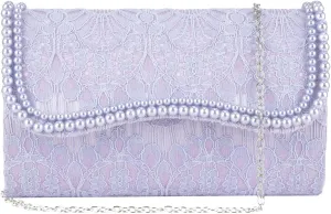 Floral Handbags Lace Pearl Clutch Purses for Women Fancy Envelope Wedding Evening Formal Bride Purse
