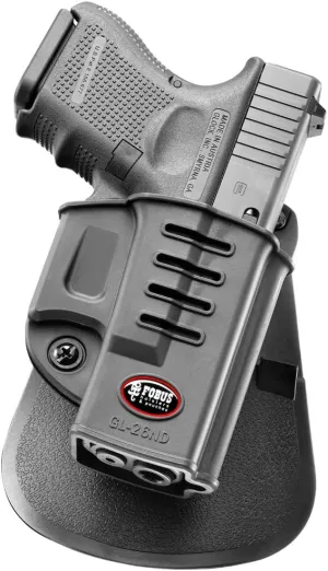 Fobus GL26ND Concealed Carry OWB Paddle Holster for Glock 26 and 27 (Gen 1-4)