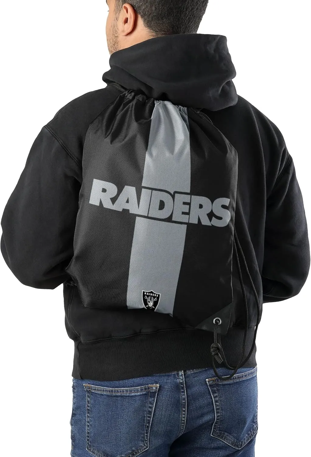 FOCO Las Vegas Raiders NFL Team Stripe Wordmark Drawstring Backpack