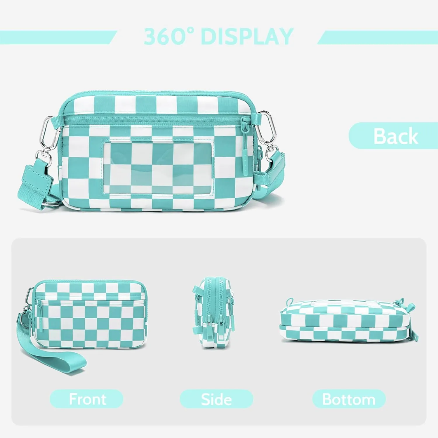 FODOKO Wristlet wallets for women Nylon Quilted Wallet with 4 Zippers,Travel Credit Card,Holder Cell Phone Organizer,coin purse