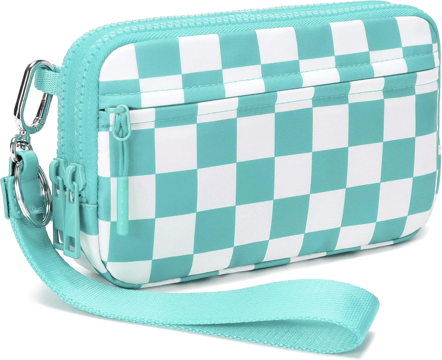 FODOKO Wristlet wallets for women Nylon Quilted Wallet with 4 Zippers,Travel Credit Card,Holder Cell Phone Organizer,coin purse