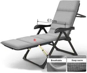 Foldable Recliner Chair Outdoor Folding Chair Reclining Multifunction Breathable Fabric Multi-Range Adjustment Free Installation Office Chair