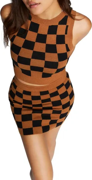 Forever 21 Women's Checkered Sweater-Knit Mini Skirt