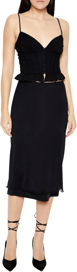 Forever 21 Women's Mesh Midi Column Skirt