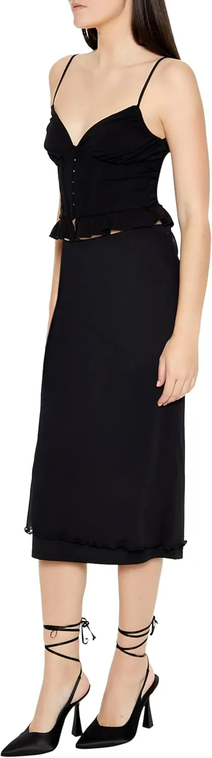 Forever 21 Women's Mesh Midi Column Skirt