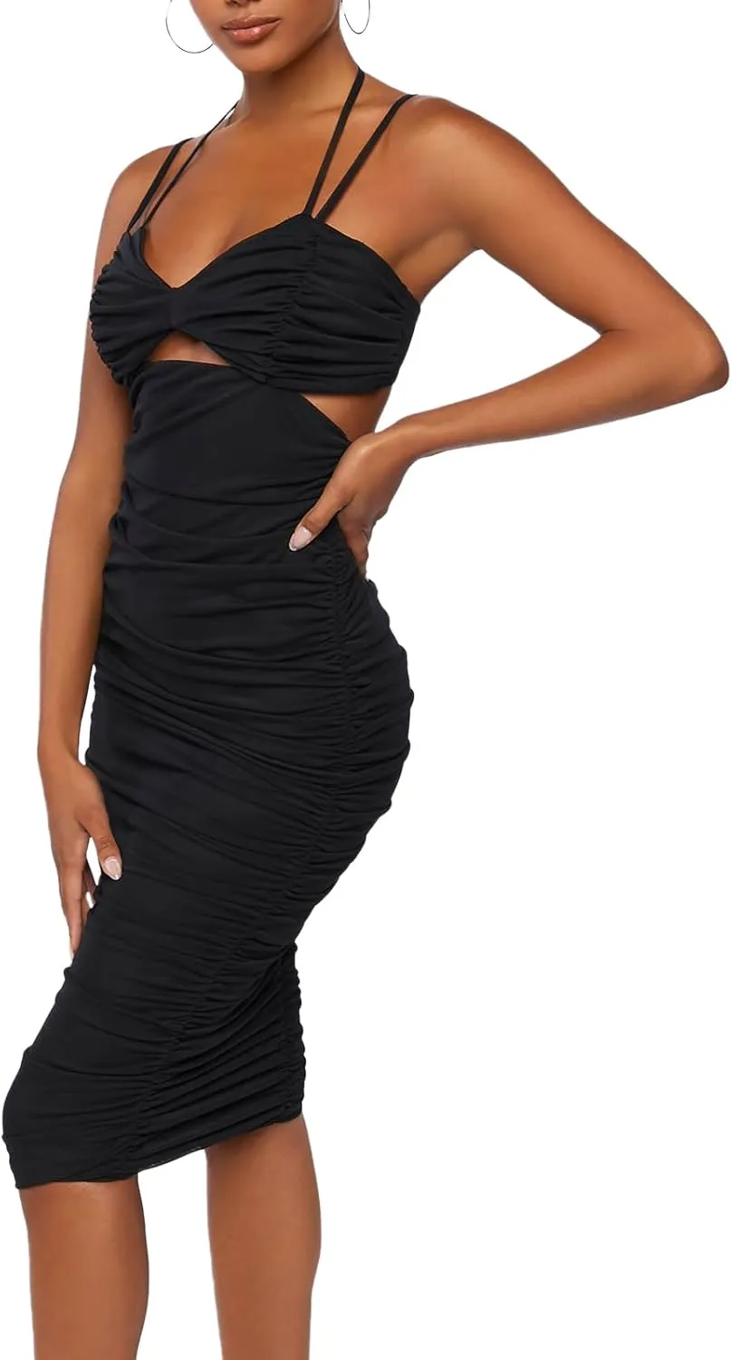 Forever 21 Women's Ruched Mesh Midi Dress