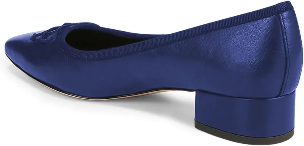 FOWT Women Square Toe Slip On Bowknot Pumps Retro Block Low Heel Moccasins Comfy Daily Casual Shopping Outdoor Street Dress Shoes Size 4-16 US
