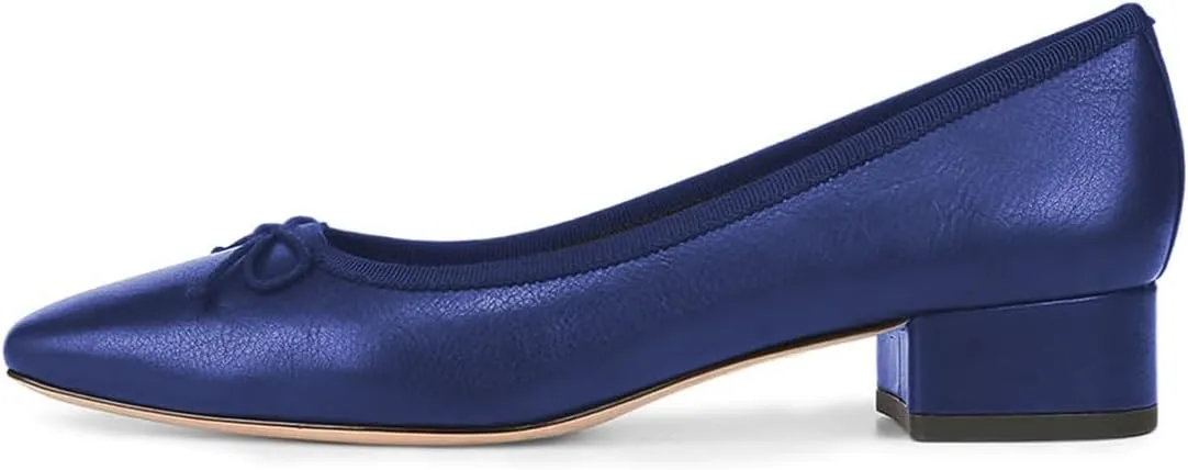 FOWT Women Square Toe Slip On Bowknot Pumps Retro Block Low Heel Moccasins Comfy Daily Casual Shopping Outdoor Street Dress Shoes Size 4-16 US
