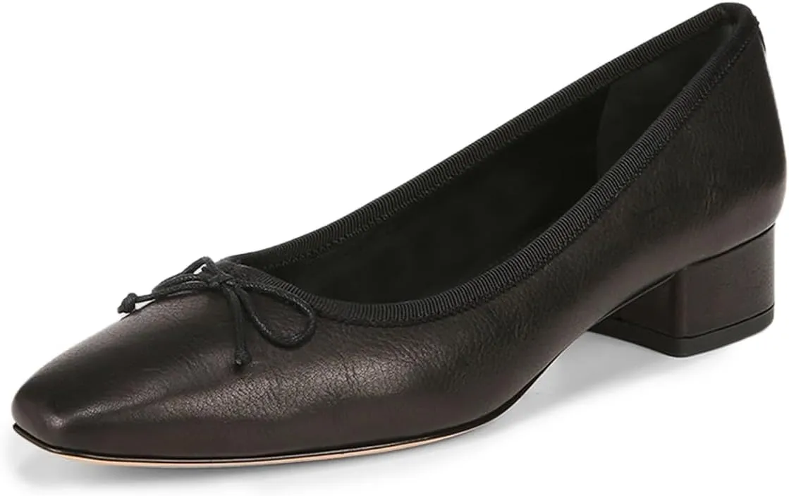 FOWT Women Square Toe Slip On Bowknot Pumps Retro Block Low Heel Moccasins Comfy Daily Casual Shopping Outdoor Street Dress Shoes Size 4-16 US