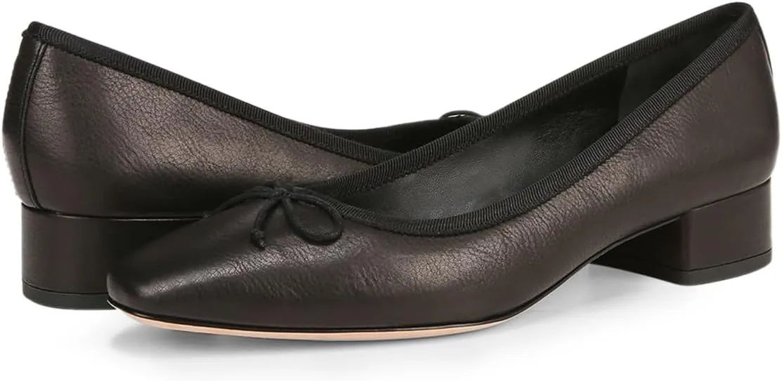 FOWT Women Square Toe Slip On Bowknot Pumps Retro Block Low Heel Moccasins Comfy Daily Casual Shopping Outdoor Street Dress Shoes Size 4-16 US