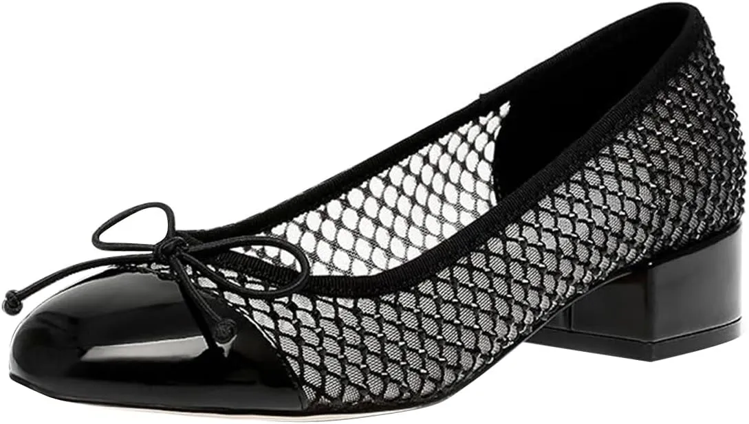 FOWT Women Square Toe Slip On Bowknot Pumps Retro Block Low Heel Moccasins Comfy Daily Casual Shopping Outdoor Street Dress Shoes Size 4-16 US