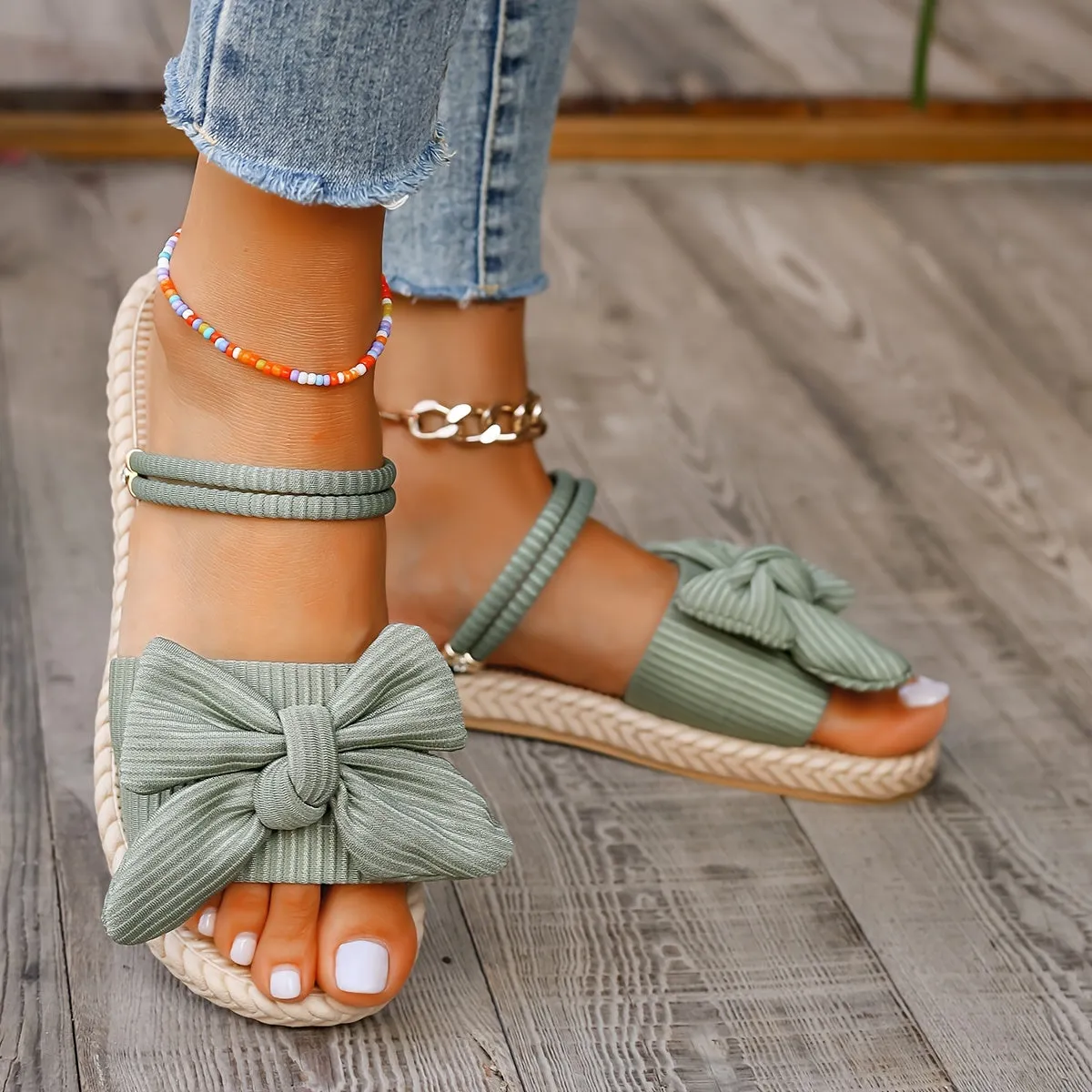 Francesca Bowknot Slide Sandals
