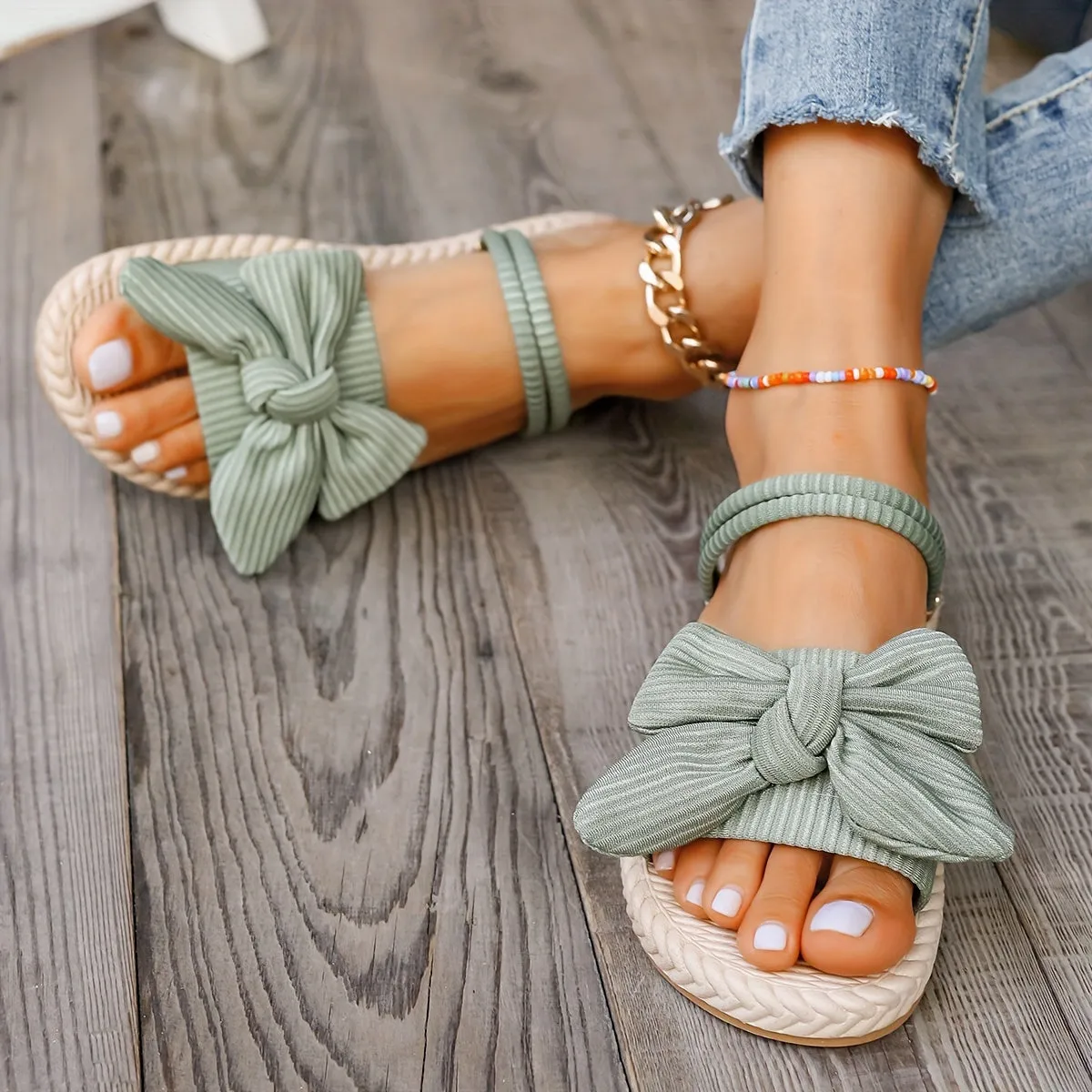 Francesca Bowknot Slide Sandals