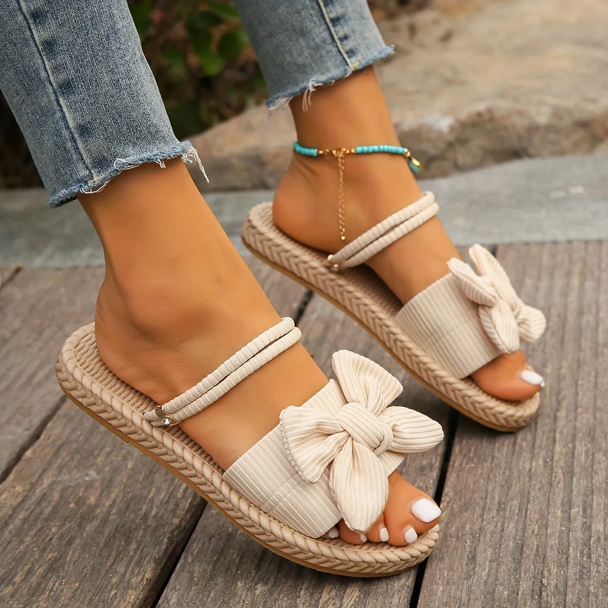 Francesca Bowknot Slide Sandals