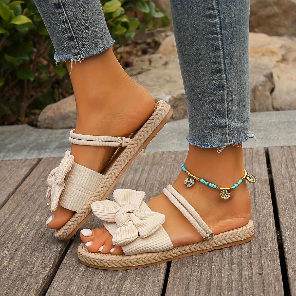 Francesca Bowknot Slide Sandals