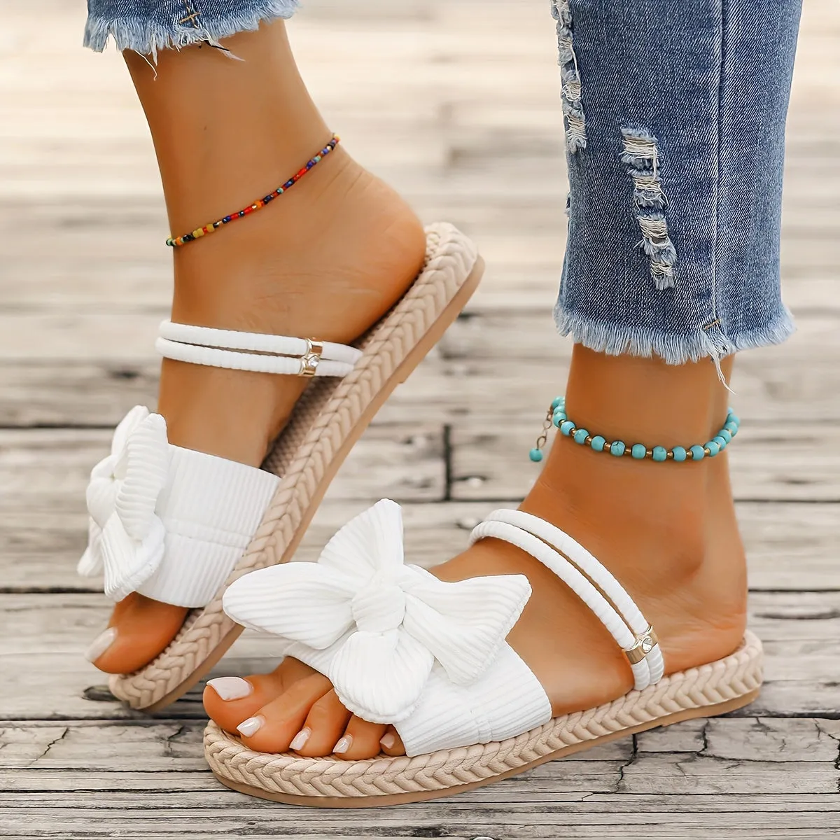 Francesca Bowknot Slide Sandals