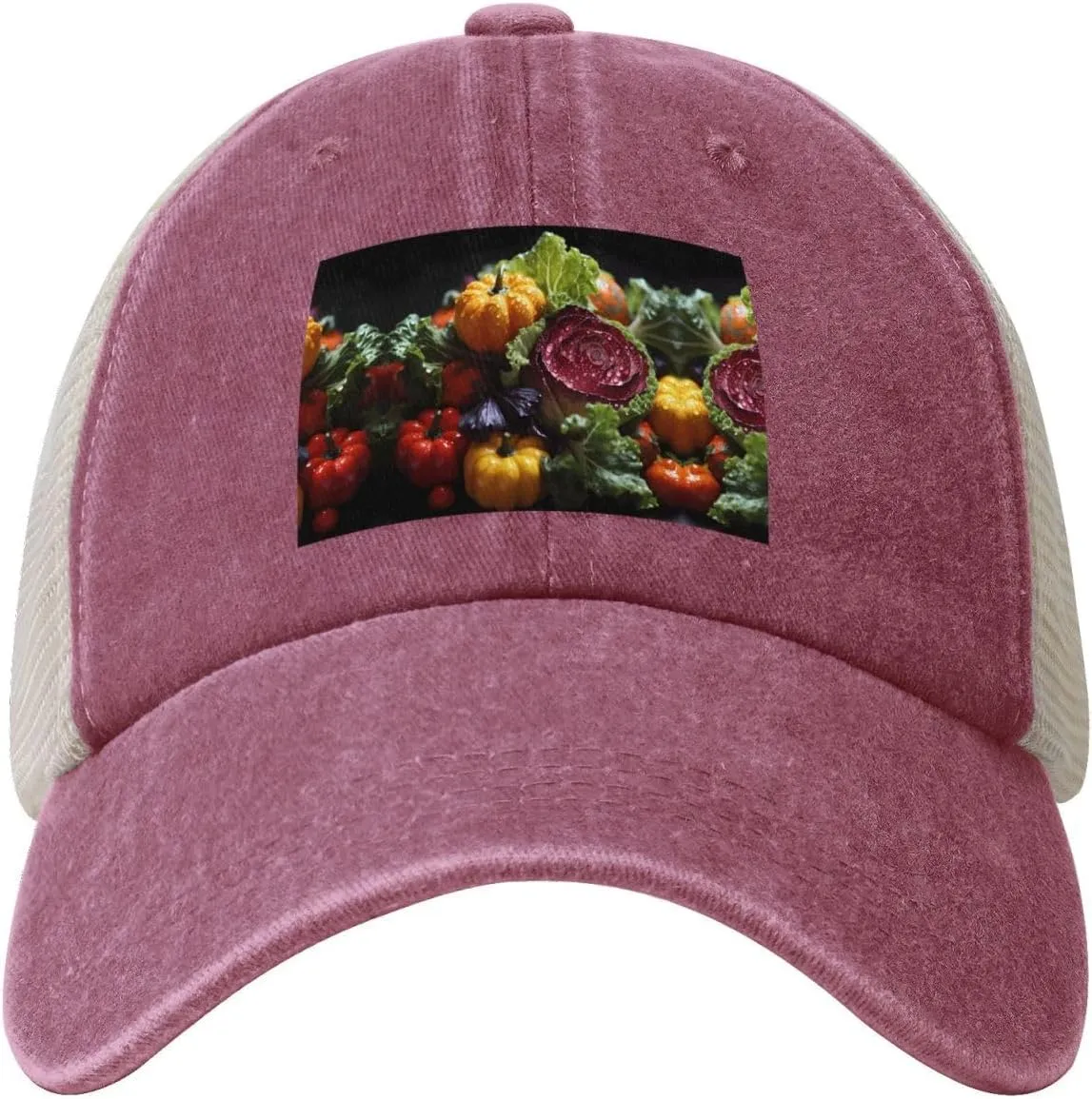 Fresh Cabbage Mesh Trucker Hat Mesh Snapback,Trendy Cowboy Cap for Sports and Headwear