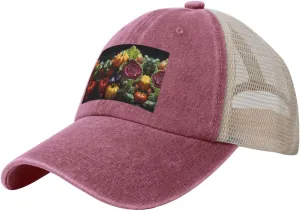 Fresh Cabbage Mesh Trucker Hat Mesh Snapback,Trendy Cowboy Cap for Sports and Headwear