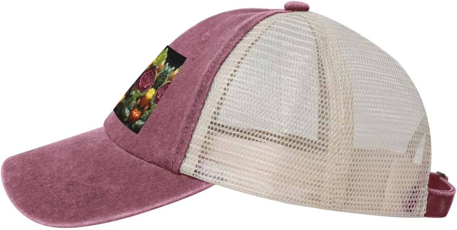 Fresh Cabbage Mesh Trucker Hat Mesh Snapback,Trendy Cowboy Cap for Sports and Headwear