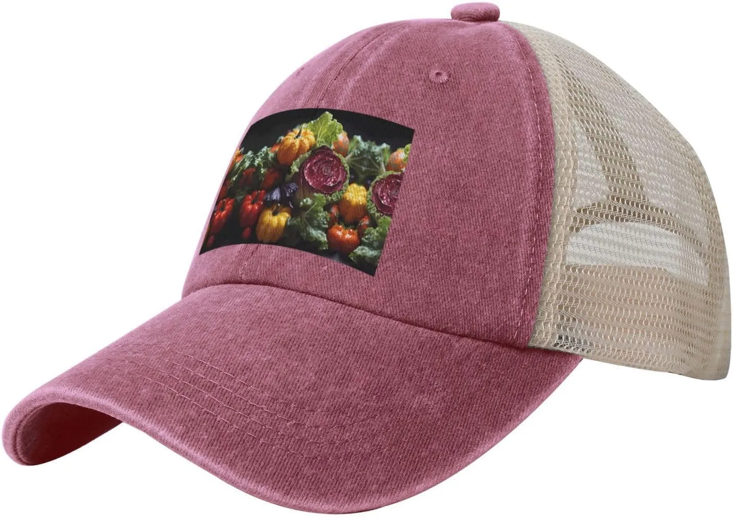Fresh Cabbage Mesh Trucker Hat Mesh Snapback,Trendy Cowboy Cap for Sports and Headwear