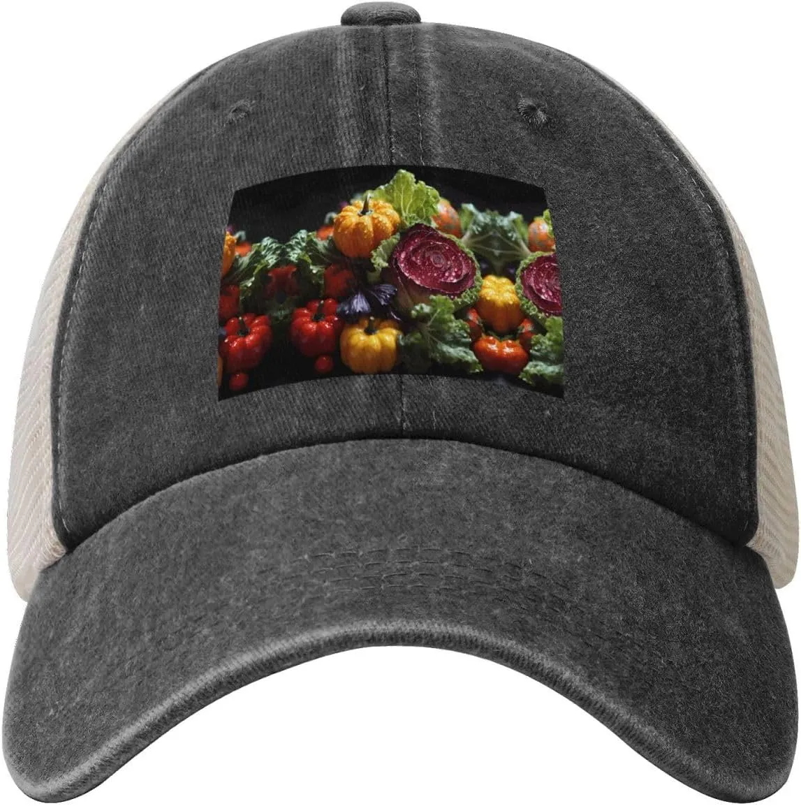 Fresh Cabbage Mesh Trucker Hat Mesh Snapback,Trendy Cowboy Cap for Sports and Headwear