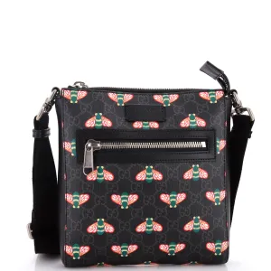 Front Zip Messenger Bestiary Bee Print GG Coated Canvas Small