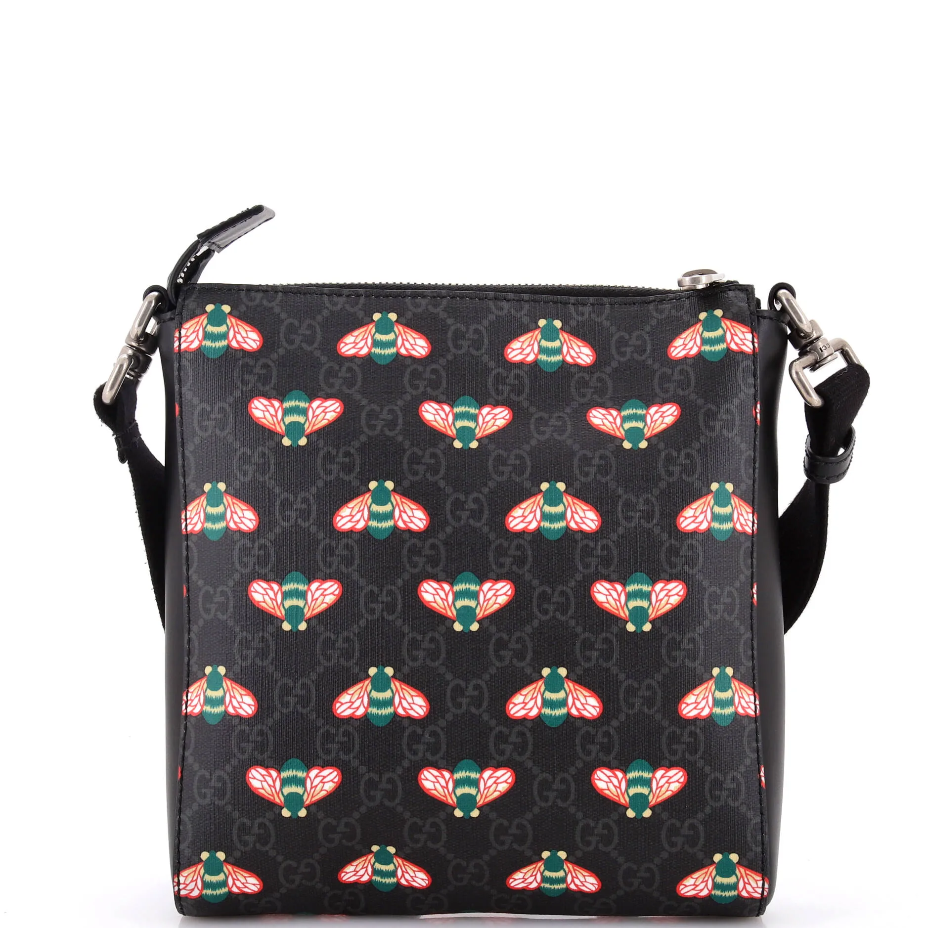 Front Zip Messenger Bestiary Bee Print GG Coated Canvas Small