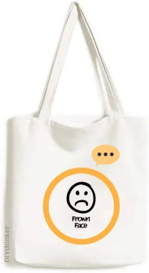 Frown Sad Cute Chat Face Cartoon Expression Gift Sack Canvas Tote Shoulder Bag