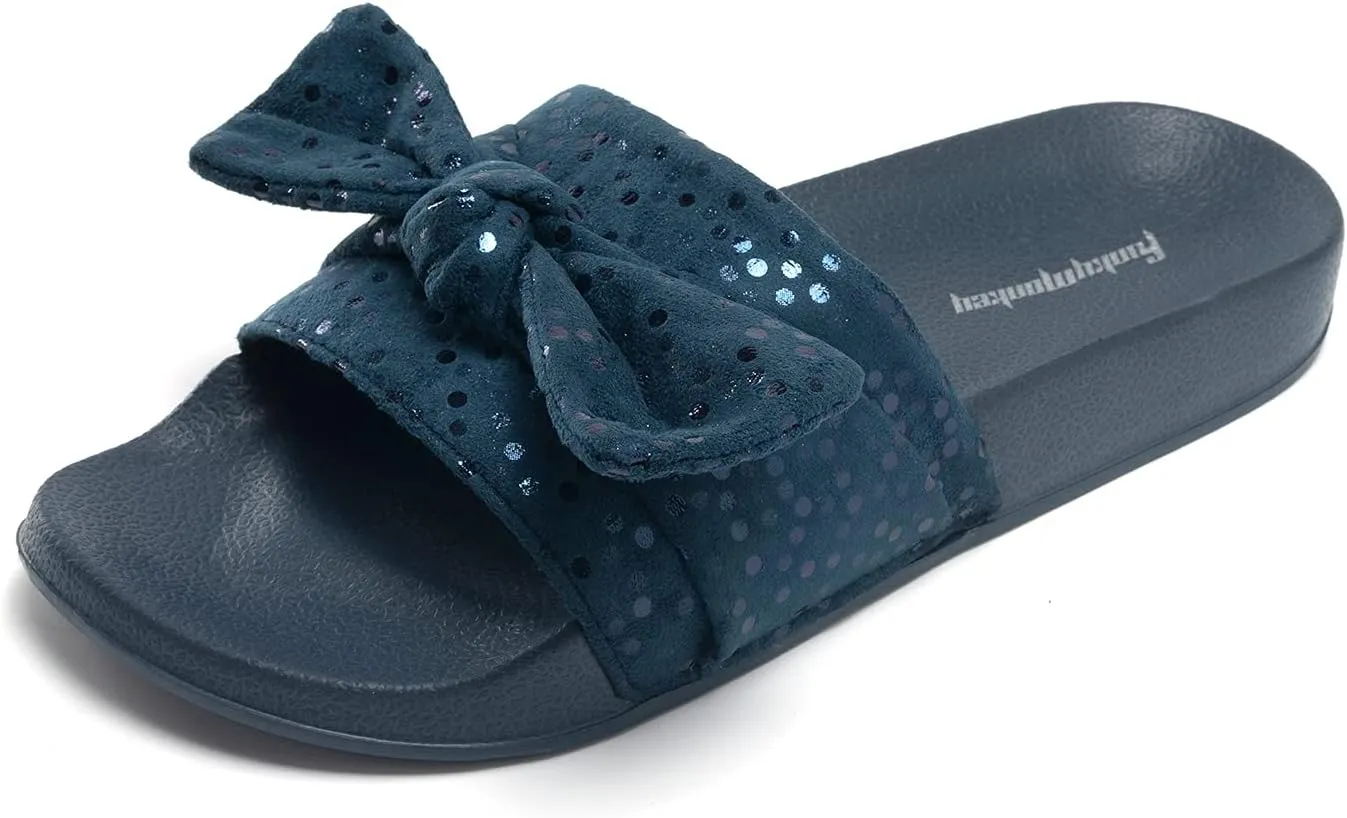 FUNKYMONKEY Women's Slides Sandals Bowknot Beach Casual Comfort Slippers
